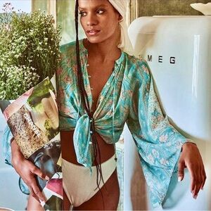 NWT Spell & The Gypsy Farrah Blouse Aqua